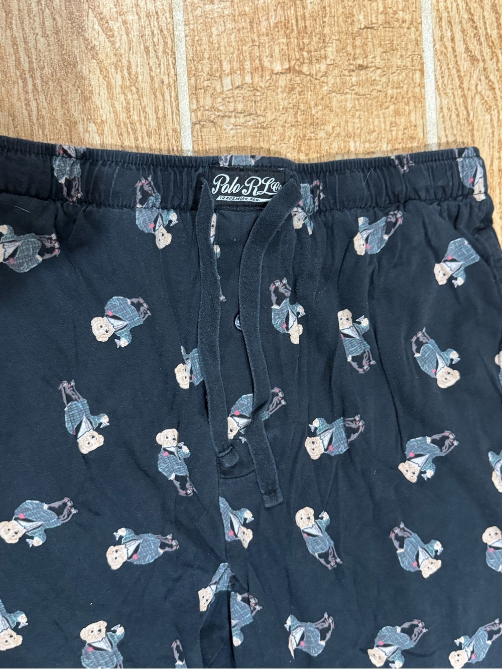 Polo Ralph Lauren black pajama pants with repeating bear pattern